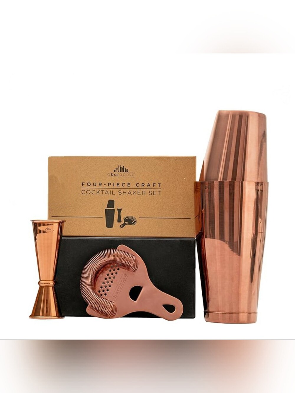 A Bar Above Cocktail Shaker Set, 4-Piece Professional Bartender Kit NEW